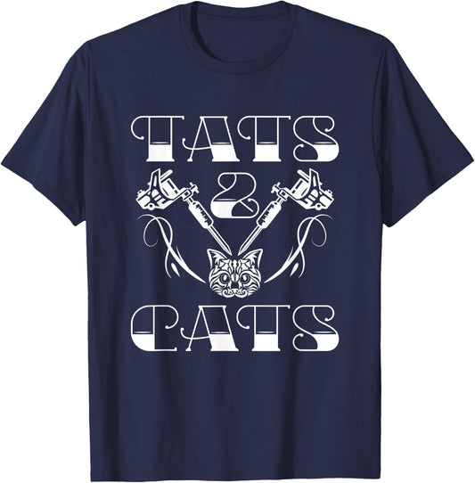 Tats And Cats Tattoo T-Shirt - T-Shirt | Navy