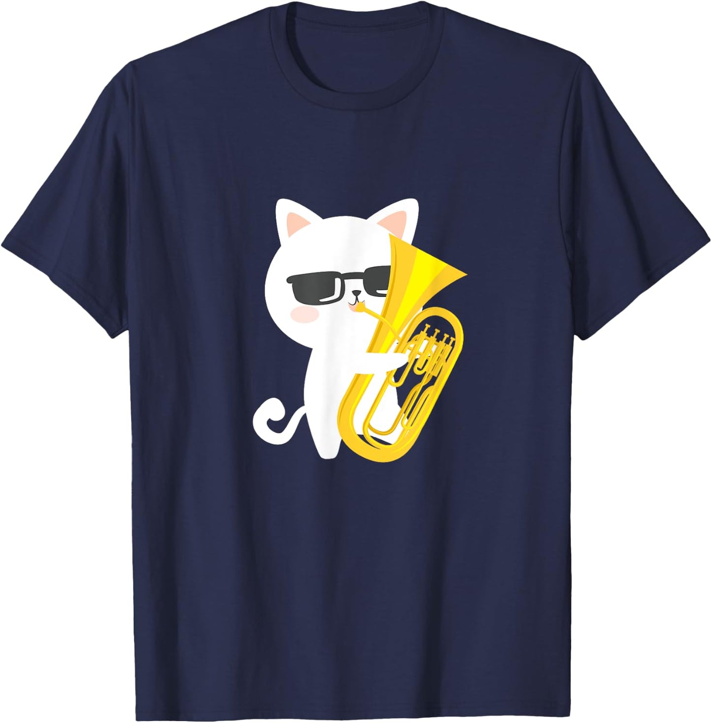 Baritone Cat Cute Baritone Euphonium Player Cat Owner Kawaii Women Girls Kids T-Shirt - T-Shirt | Navy
