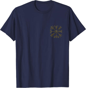 Vegvisir, Viking, Rune Circle, Nordic, Symbol, Odin, Thor T-Shirt - T-Shirt | Navy