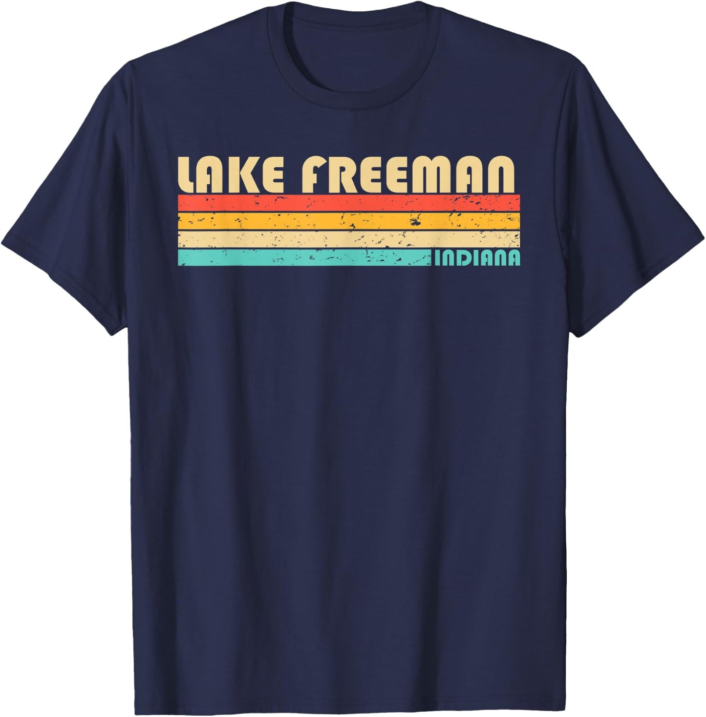 LAKE FREEMAN INDIANA Funny Fishing Camping Summer T-Shirt - T-Shirt | Navy