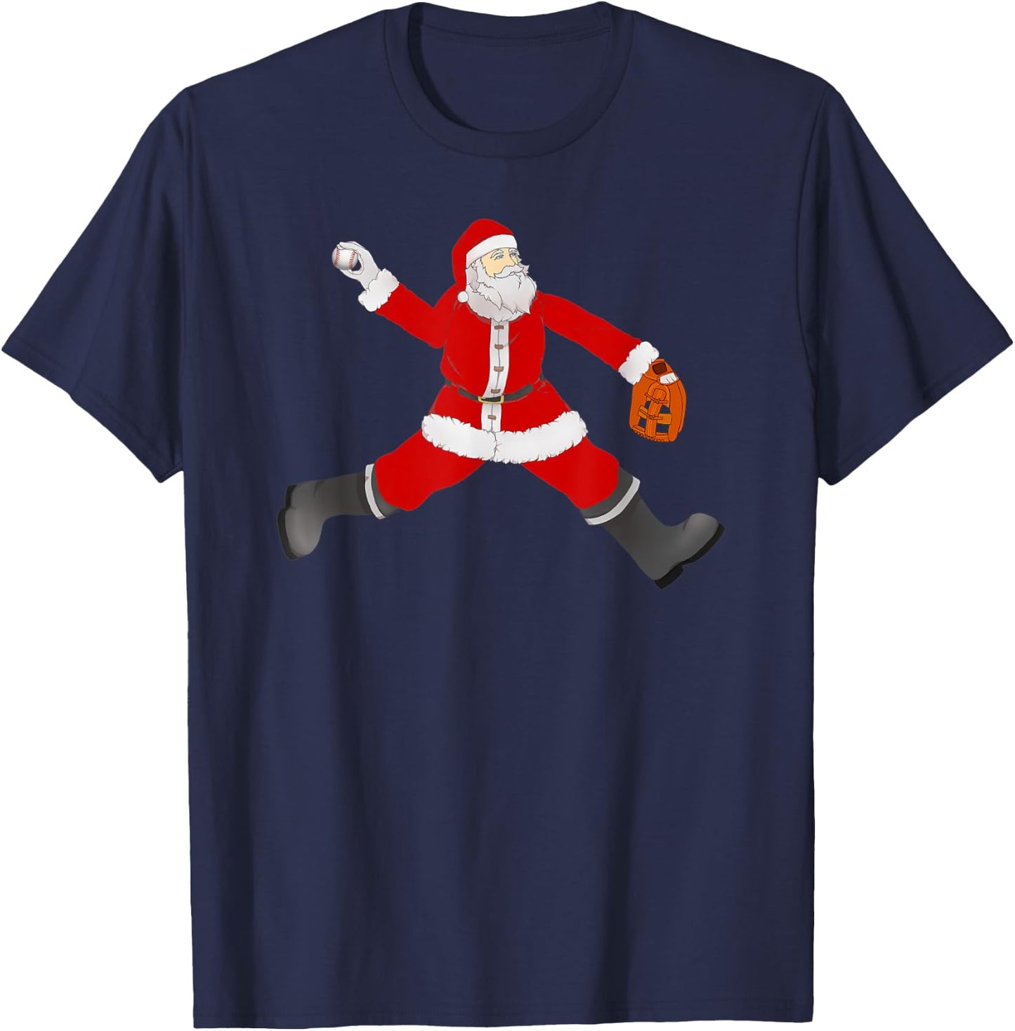 Baseball Santa Christmas No Hitter Pitcher Pitching Santa T-Shirt - T-Shirt | Navy