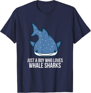 Just a Boy Who Loves Whale Sharks Cute Whale Shark T-Shirt - T-Shirt | Navy