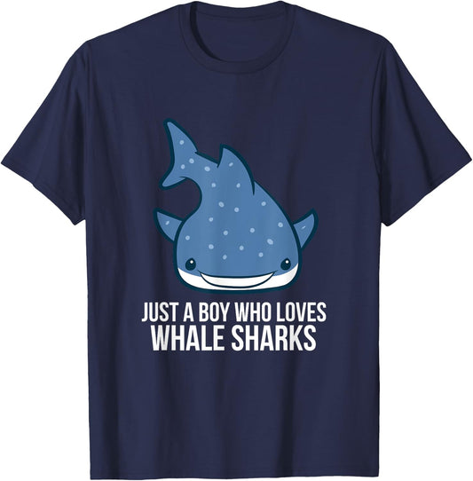 Just a Boy Who Loves Whale Sharks Cute Whale Shark T-Shirt - T-Shirt | Navy