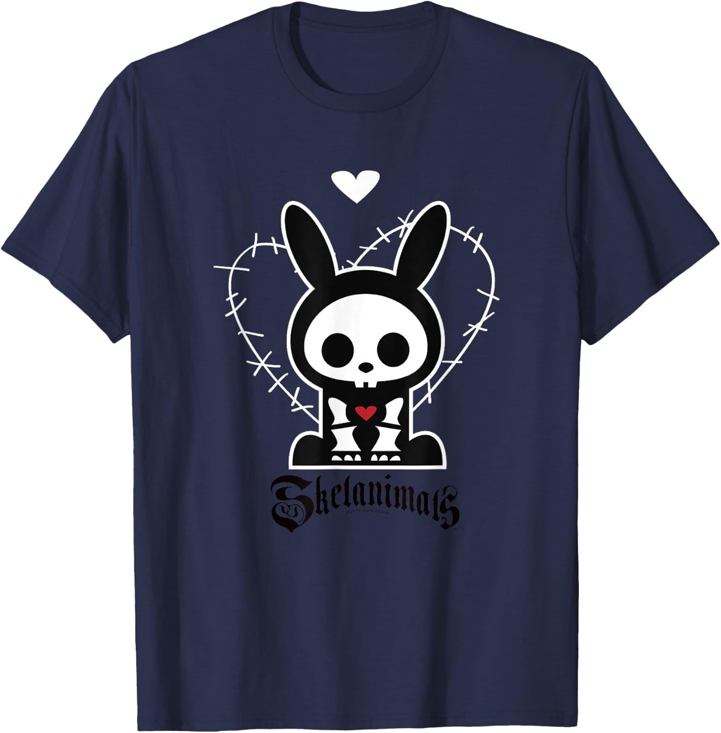Skelanimals Stitched Vintage Jack Rabbit Heart Frame Logo T-Shirt - T-Shirt | Navy