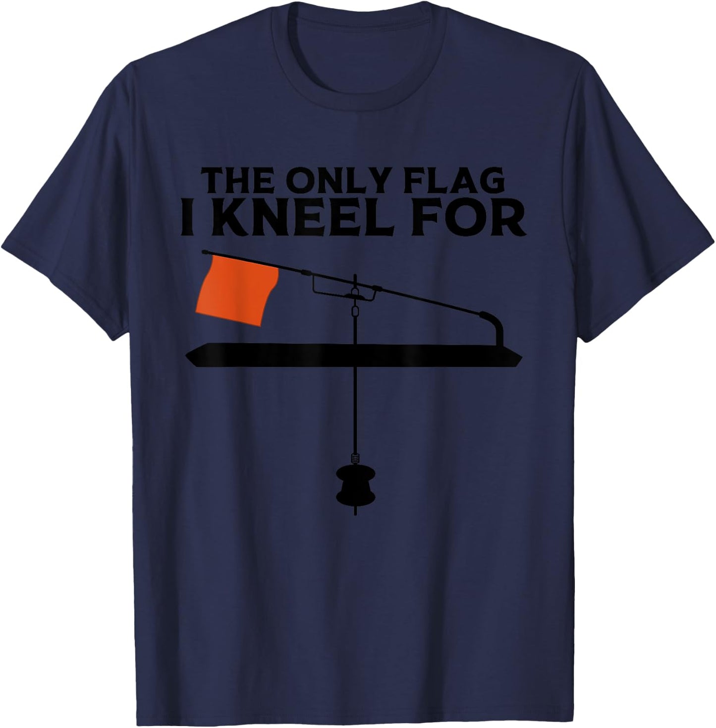 Funny Ice Fishing Tip Up Gift Cool Fishermen Fishing Flag T-Shirt - T-Shirt | Navy