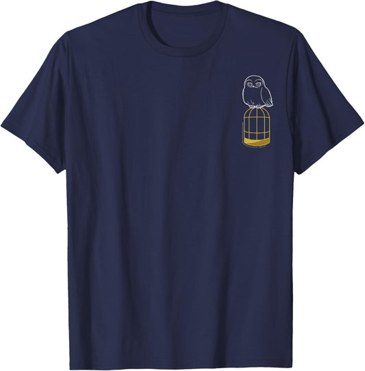 Harry Potter Hedwig Cage Left Chest Outline T-Shirt - T-Shirt | Navy