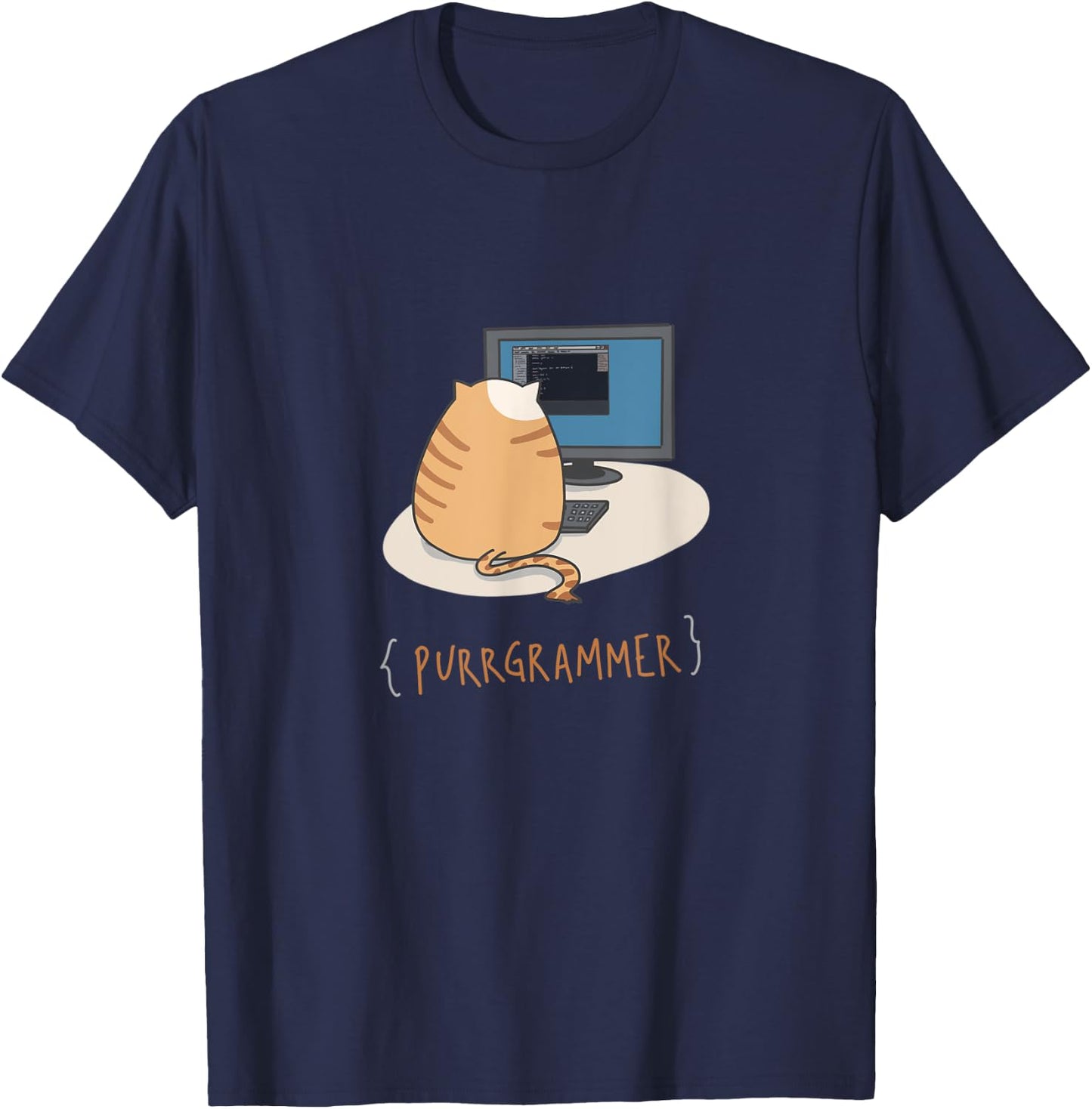 Purrgrammer - Cute Cat Coder T-Shirt - T-Shirt | Navy