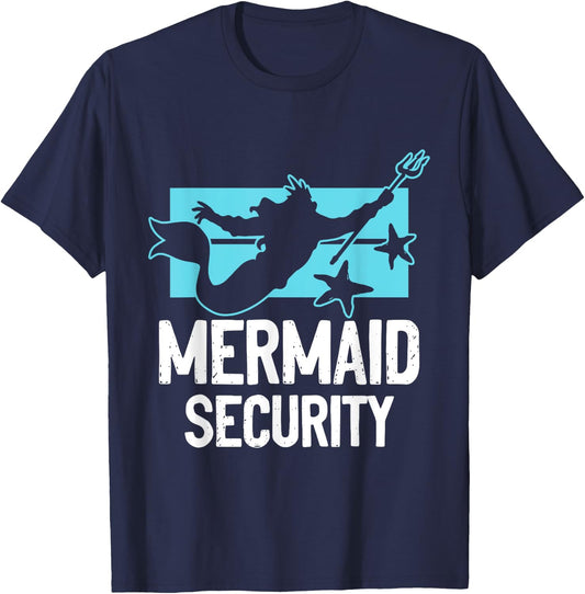Mermaid Security - Merman Mermaid Party Swimming Sea Waves T-Shirt - T-Shirt | Navy