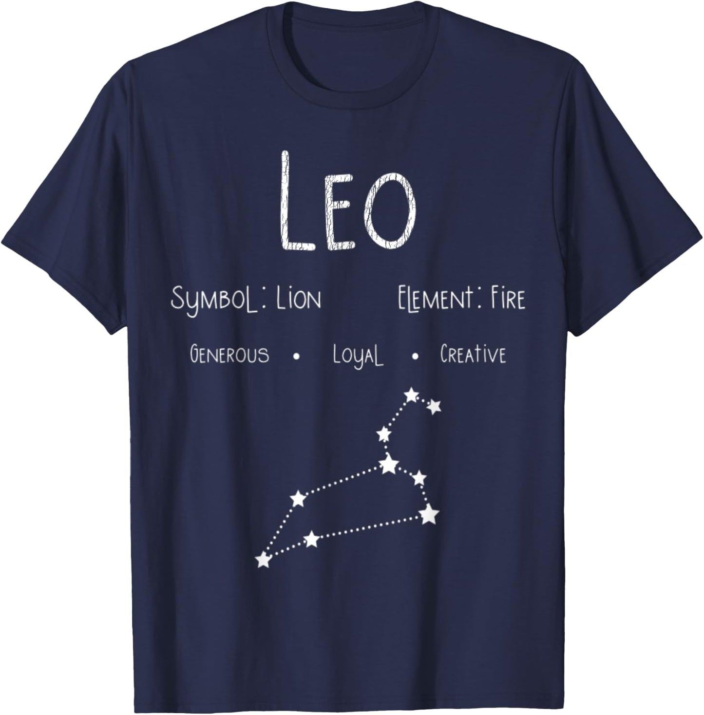 Vintage Distressed Leo Symbol Zodiac Sign Birthday Gift T-Shirt - T-Shirt | Navy