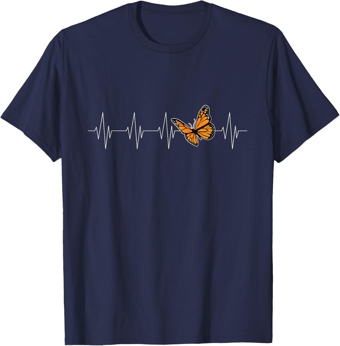 Monarch Butterflies Heartbeat, Cute Milkweed Butterfly Lover T-Shirt - T-Shirt | Navy