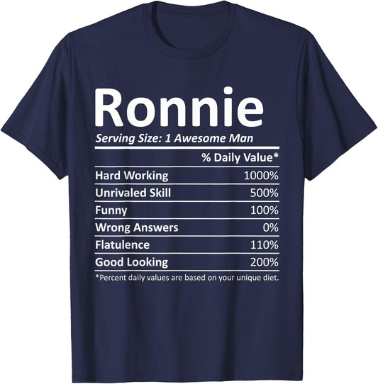 RONNIE Nutrition Funny Birthday Personalized Name Gift T-Shirt - T-Shirt | Navy