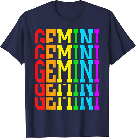 Team Gemini June Girl Horoscope Gemini May King Rainbow T-Shirt - T-Shirt | Navy