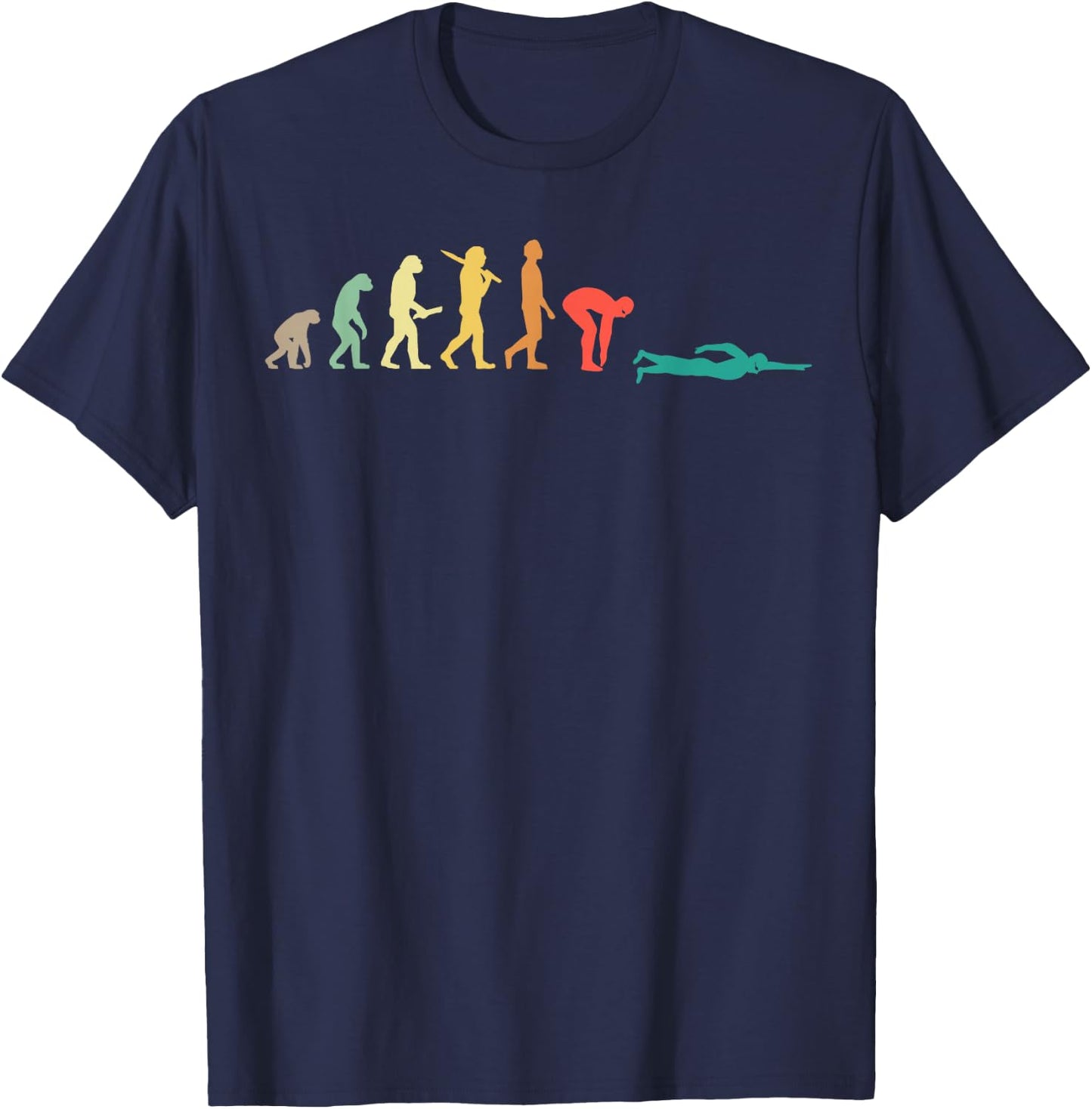 Retro Swimming Evolution Gift Swimmers Small T-Shirt - T-Shirt | Navy