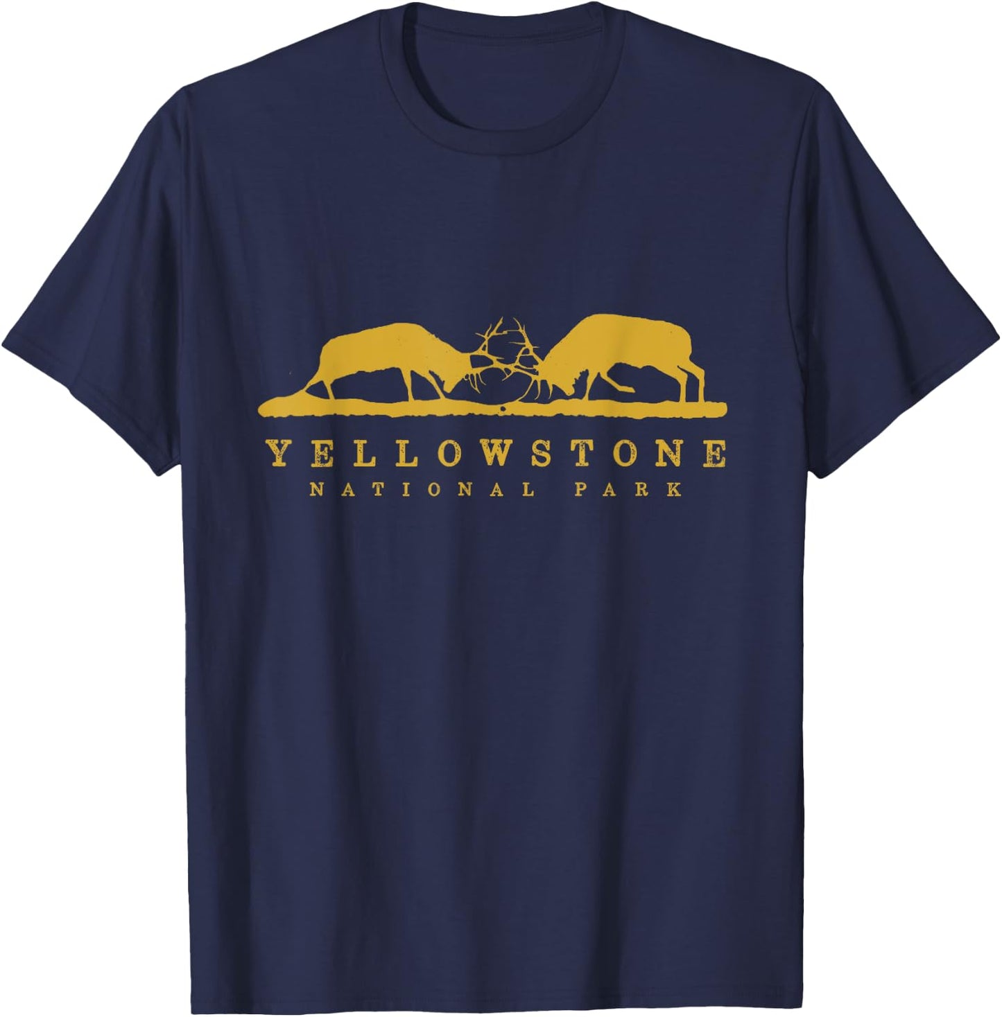 Yellowstone National Park Animal Lover Bull Elk Battle Elk T-Shirt - T-Shirt | Navy