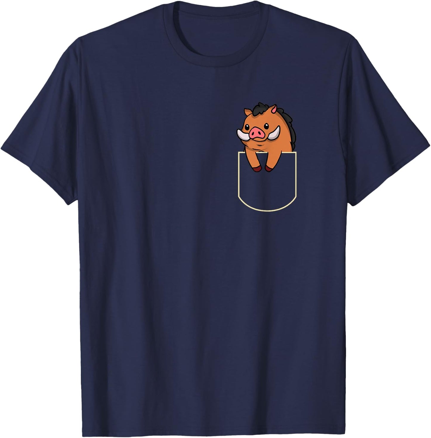 Witzige Wildschwein Geschenkidee Funny Wild Boar Chest Bag Gift Keiler Pocket T-Shirt - T-Shirt | Navy