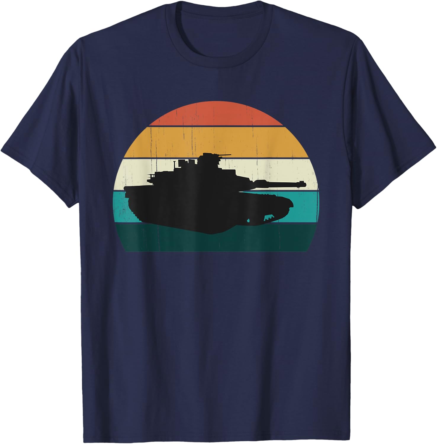 Vintage Abrams M1 - Retro Sunset American Main Battle Tank T-Shirt - T-Shirt | Navy