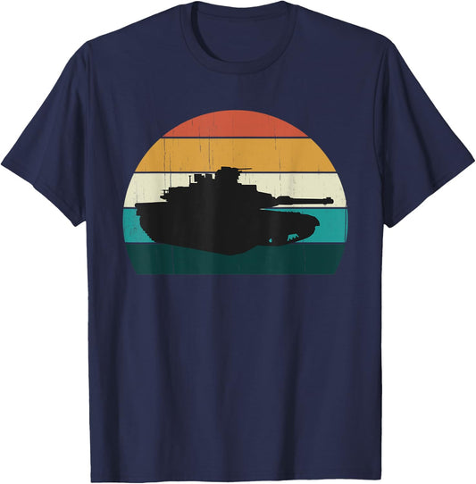 Vintage Abrams M1 - Retro Sunset American Main Battle Tank T-Shirt - T-Shirt | Navy