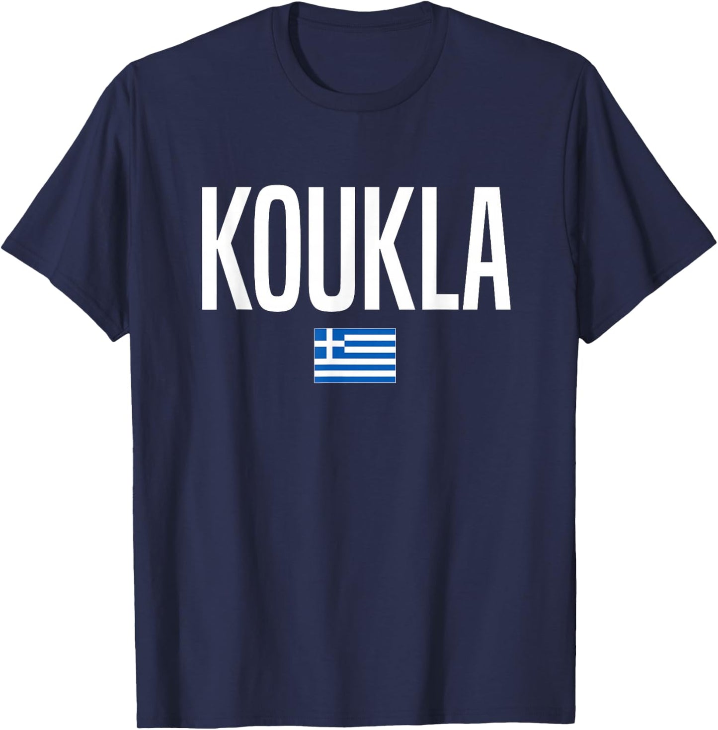 Greek Phrases Gifts Co. Koukla in Greek Greece - -Adults, Black, Small, Short Sleeve, Crew Collar, Modern, Quick Dry, Spring T-Shirt - T-Shirt | Navy