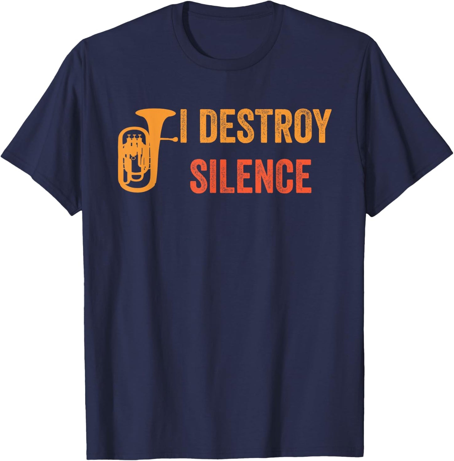 Euphonium Retro Vintage -Adults Black Small Classic Fit Pull On Letter Print Music T-Shirt - T-Shirt | Navy