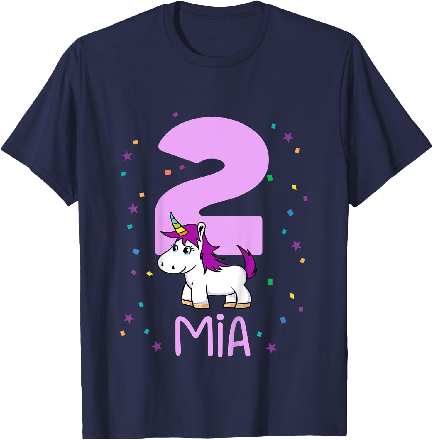 Kids I am 2 years and my name is Mia T-Shirt - T-Shirt | Navy