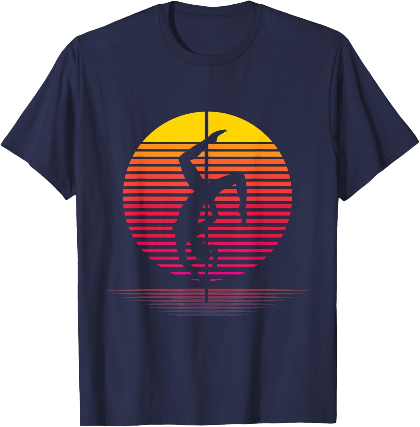Proud Poledancing Gifts Retro Pole Dancing Silhouette - Women's Black Small Classic Fit Short Sleeve T-Shirt - T-Shirt | Navy