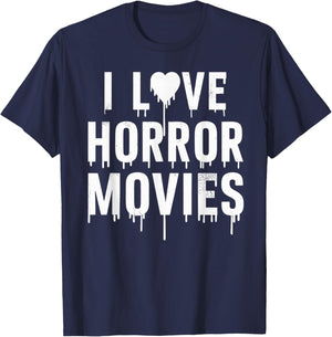 I Love Horror Movies In Halloween Day T-Shirt - T-Shirt | Navy