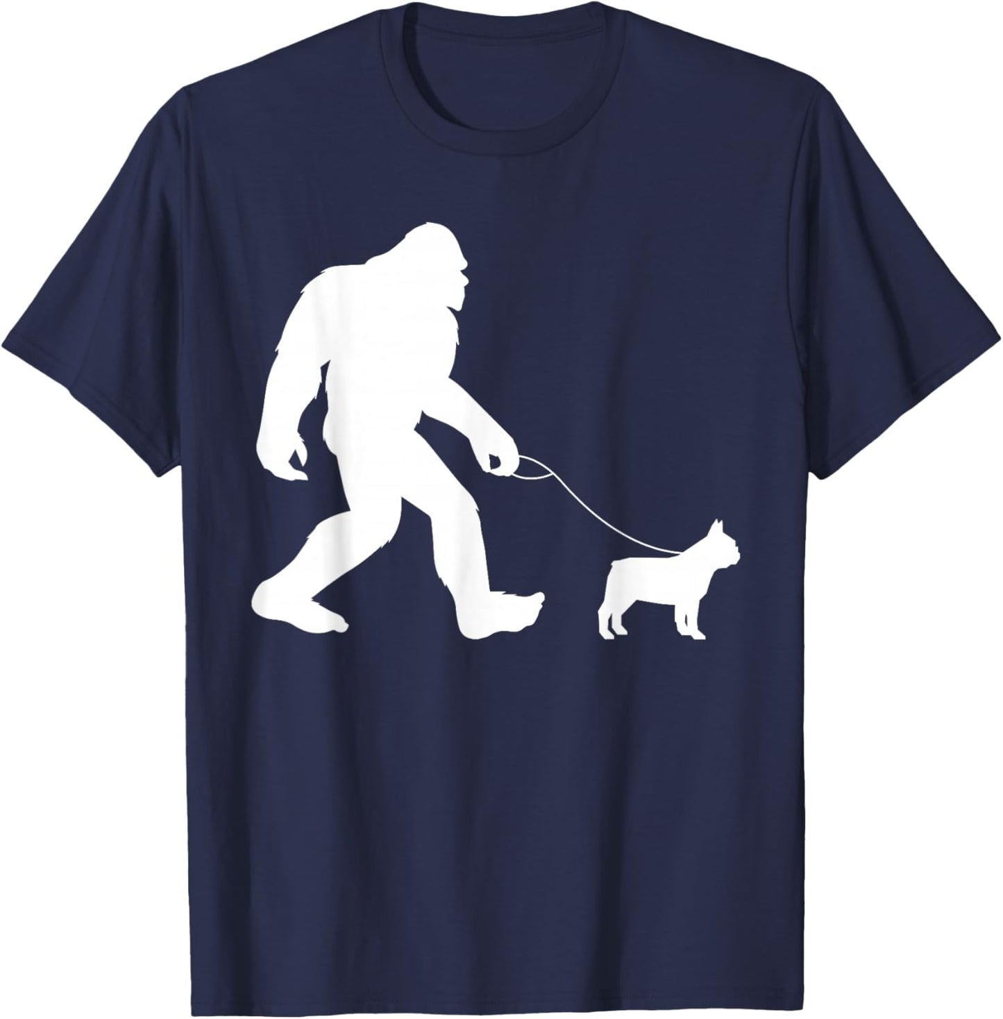 Fun Bigfoot Sasquatch Walking French Bulldog Gag Gift T-Shirt - T-Shirt | Navy