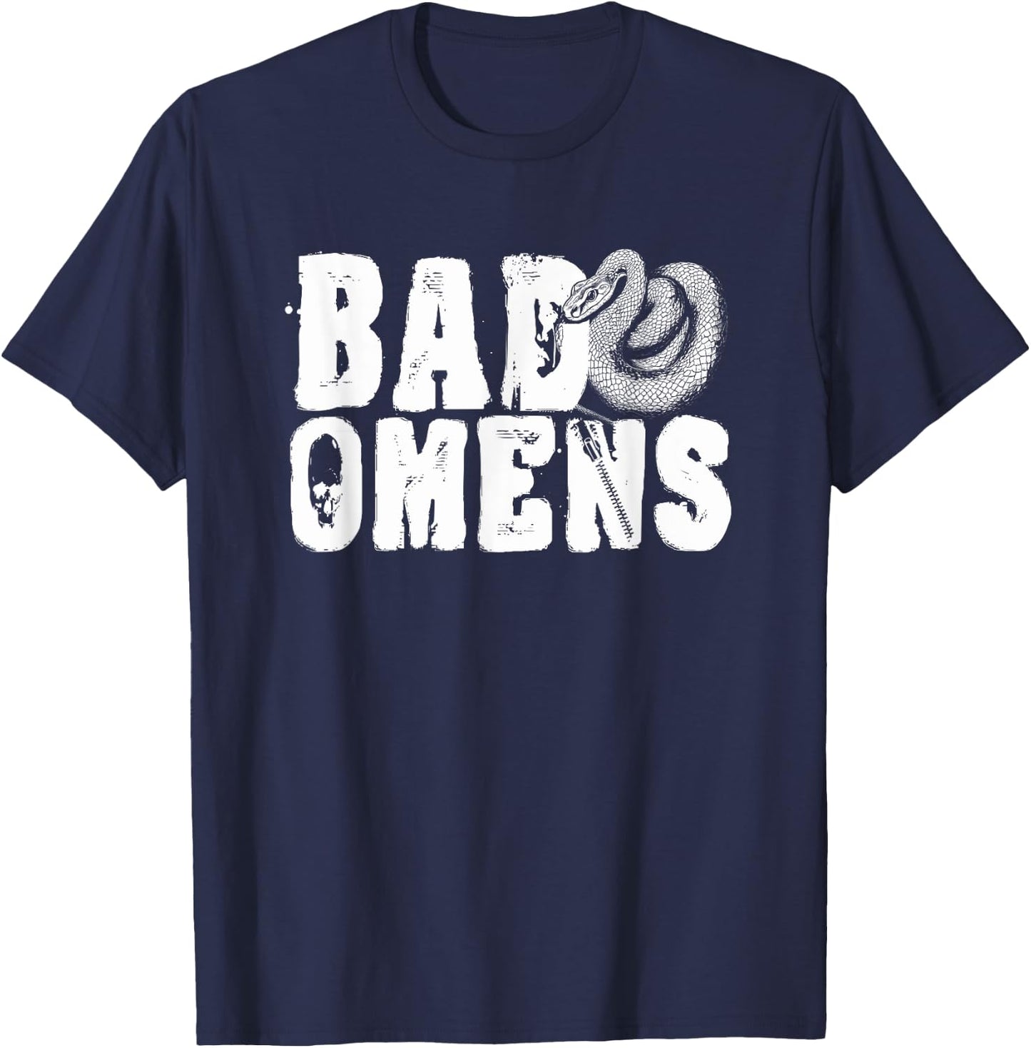 Bad Omens Snake Grunge Goth Snake Bad Omens T-Shirt - T-Shirt | Navy