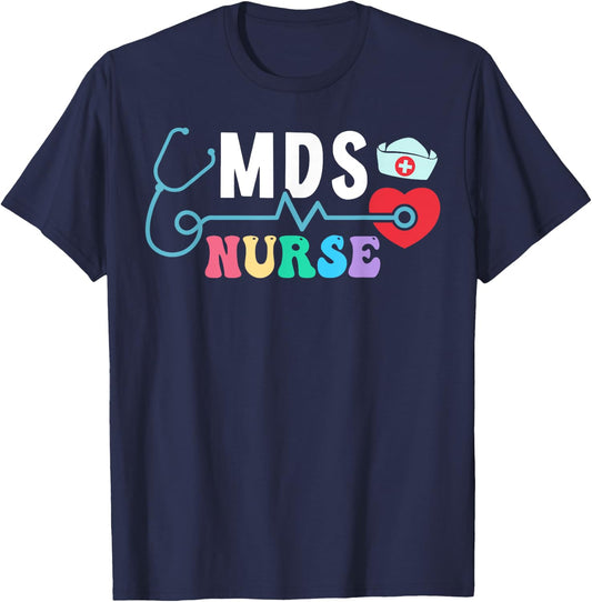 MDS Nurse Heart Stethoscope T-Shirt - T-Shirt | Navy
