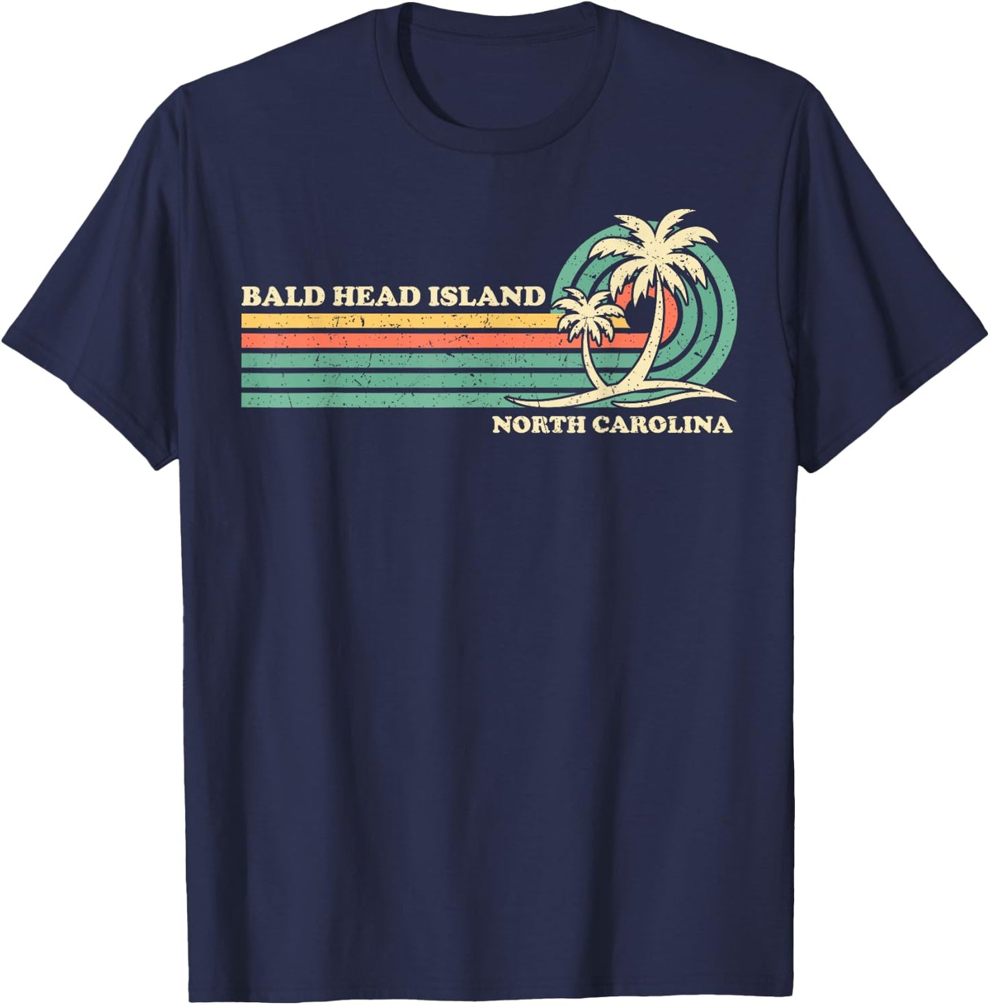 Summer Vacation Vintage Retro Carolina Bald Head Island Men Women Kids T-Shirt - T-Shirt | Navy