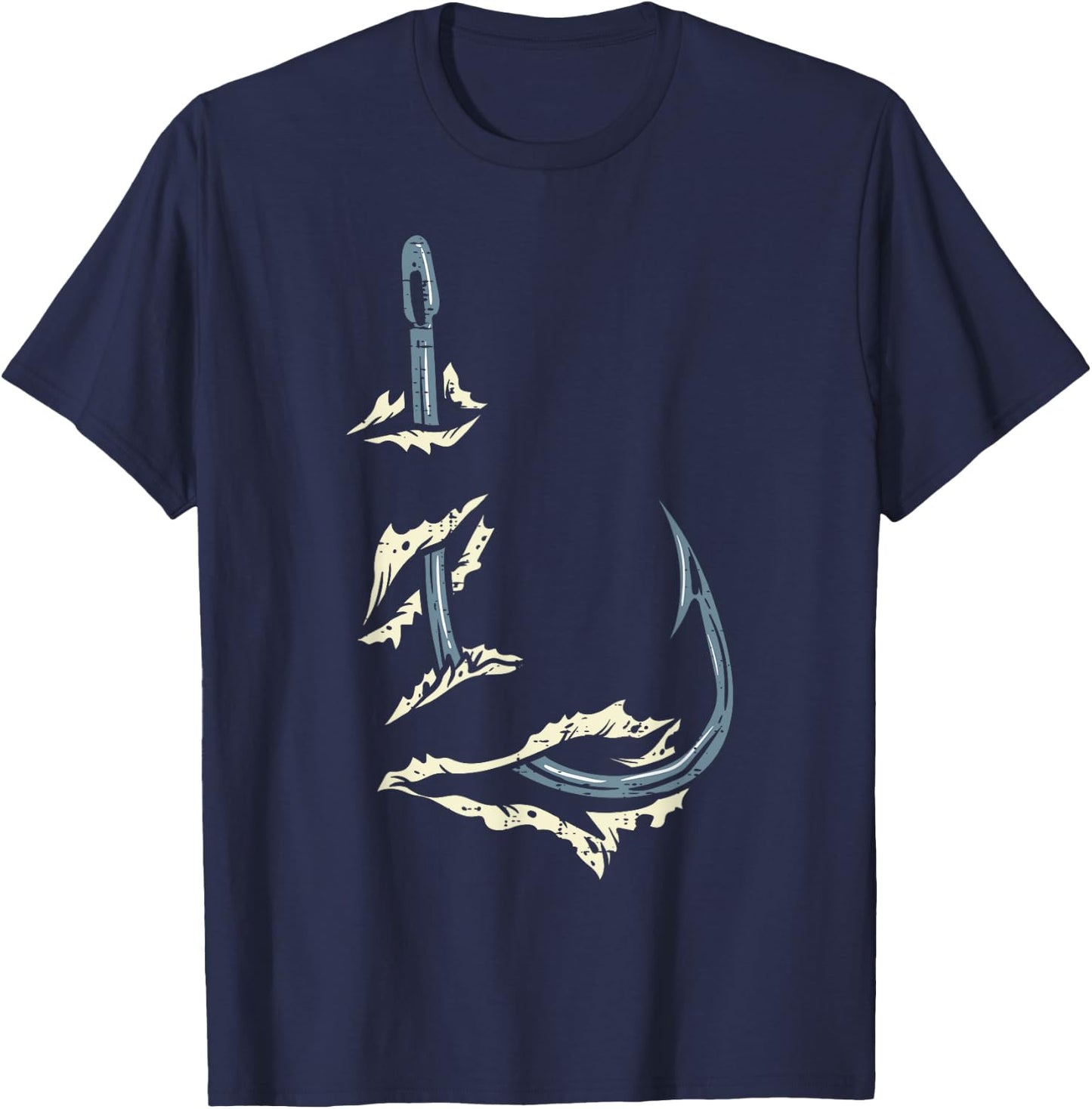 Fish Hook Cool Fishing Fisher Fisherman Angler Men Women Dad T-Shirt - T-Shirt | Navy