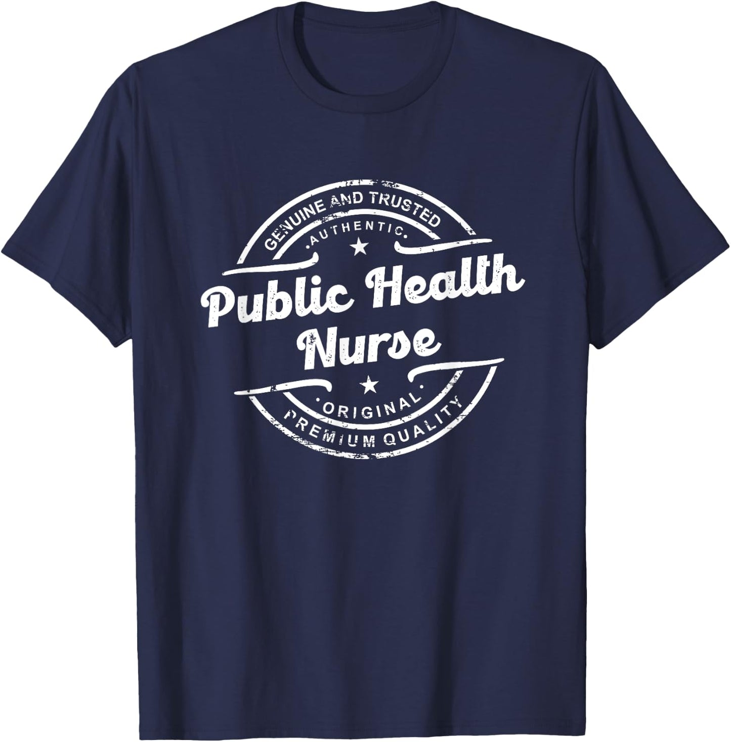 Best Public Health Nurse vintage stamp retro distressed logo T-Shirt - T-Shirt | Navy