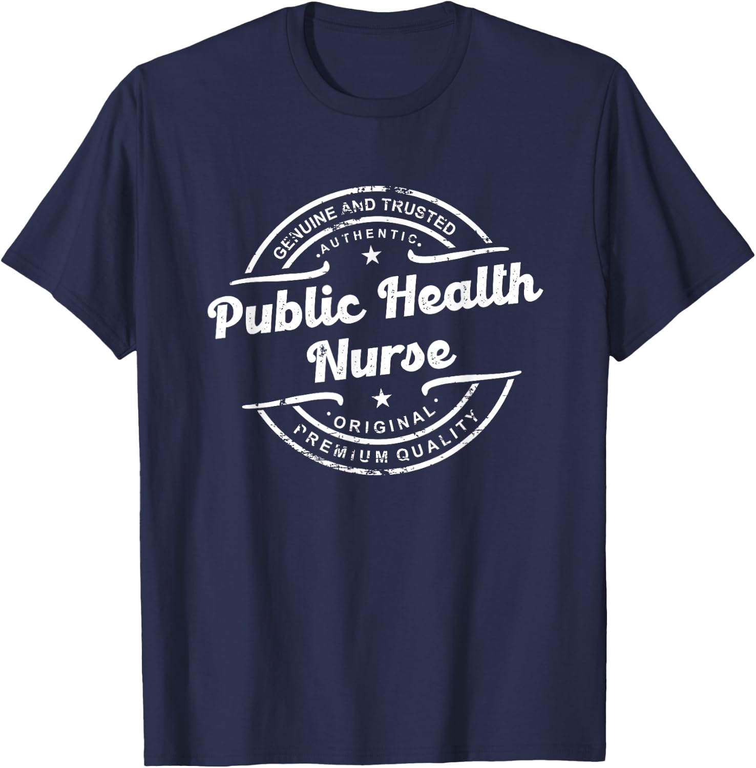 Best Public Health Nurse vintage stamp retro distressed logo T-Shirt - T-Shirt | Navy
