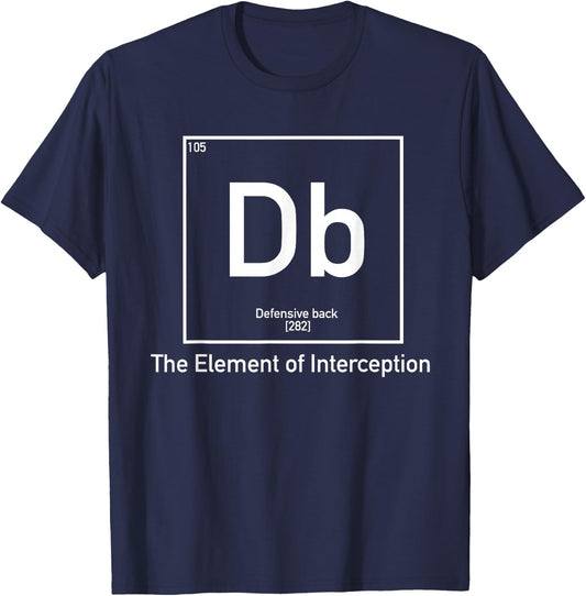 Defensive Back Football Shirt - Periodic Table T-Shirt - T-Shirt | Navy