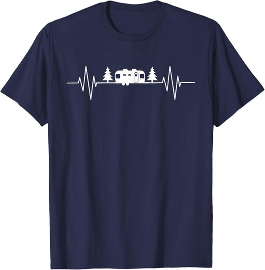 Airstream Heartbeat - Airstream Camper Outfit Airstream Gift Small T-Shirt - T-Shirt | Navy