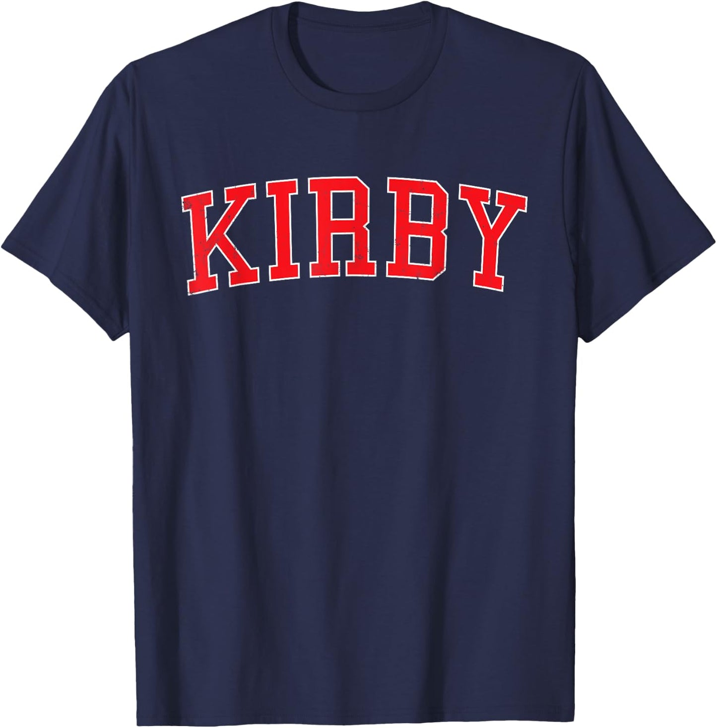 Vintage Kirby TX Distressed Red Varsity Style T-Shirt - T-Shirt | Navy