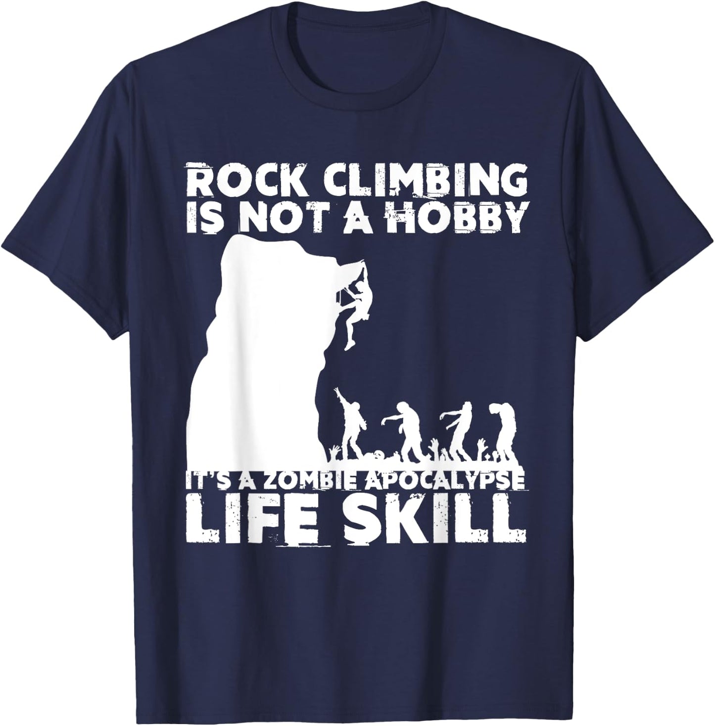 Funny Rock Climber Gift Women Cool Zombie Climbing T-Shirt - T-Shirt | Navy