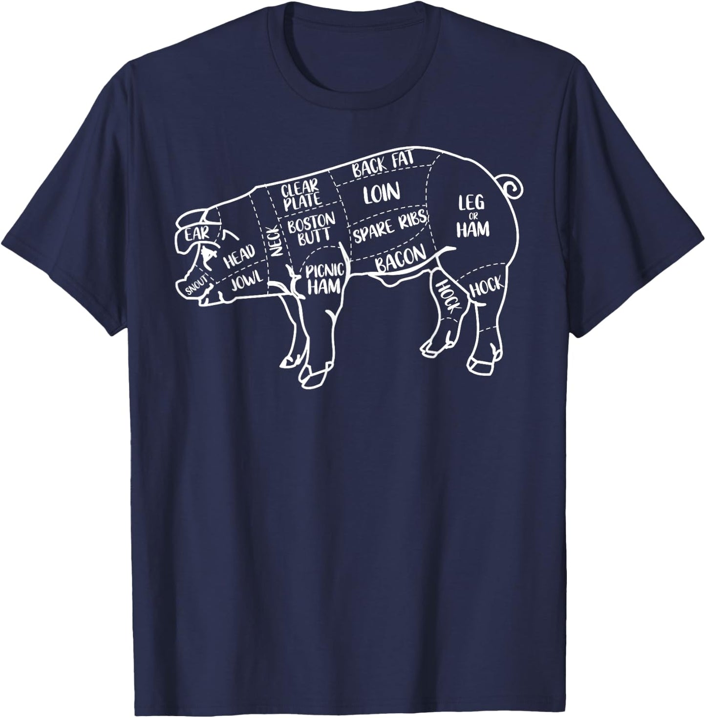 Pig and Pork Diagram design, Butcher design, Bacon gift T-Shirt - T-Shirt | Navy