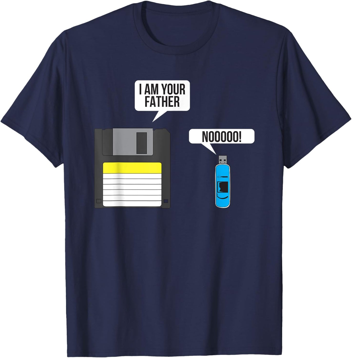 Funny Father Floppy Disk and Son USB Flash Drive Nerdy Gift T-Shirt - T-Shirt | Navy
