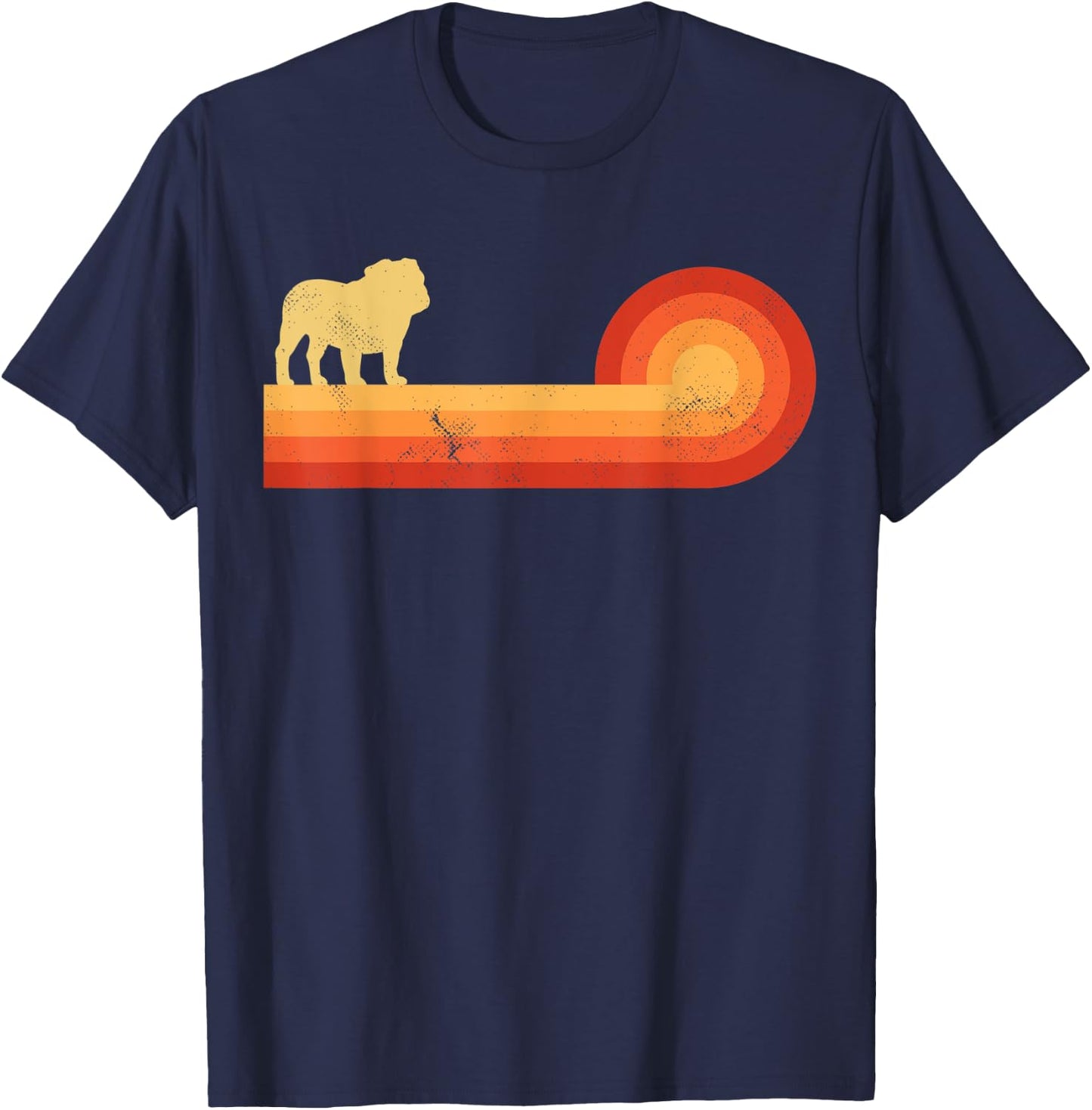 English Bulldog Retro Vintage 60s 70s Sunset Dog Lovers Men T-Shirt - T-Shirt | Navy