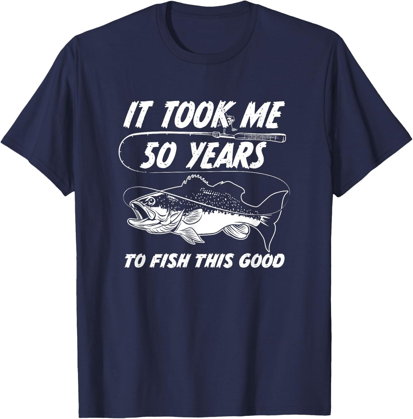 50th Birthday Fishing Birthday Gift - 50 Year Old Fisherman T-Shirt - T-Shirt | Navy
