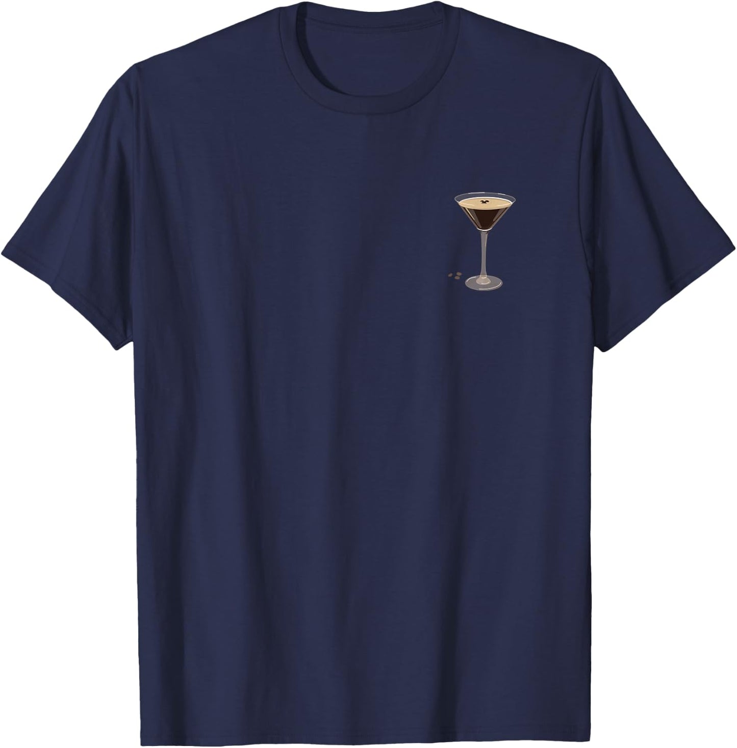 Glass Espresso Martini Minimalist Elegance Pocket Drinking T-Shirt - T-Shirt | Navy