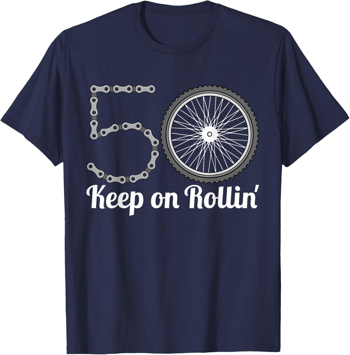 50th Birthday Present Cyclist Bicycle Rider T-Shirt - T-Shirt | Navy