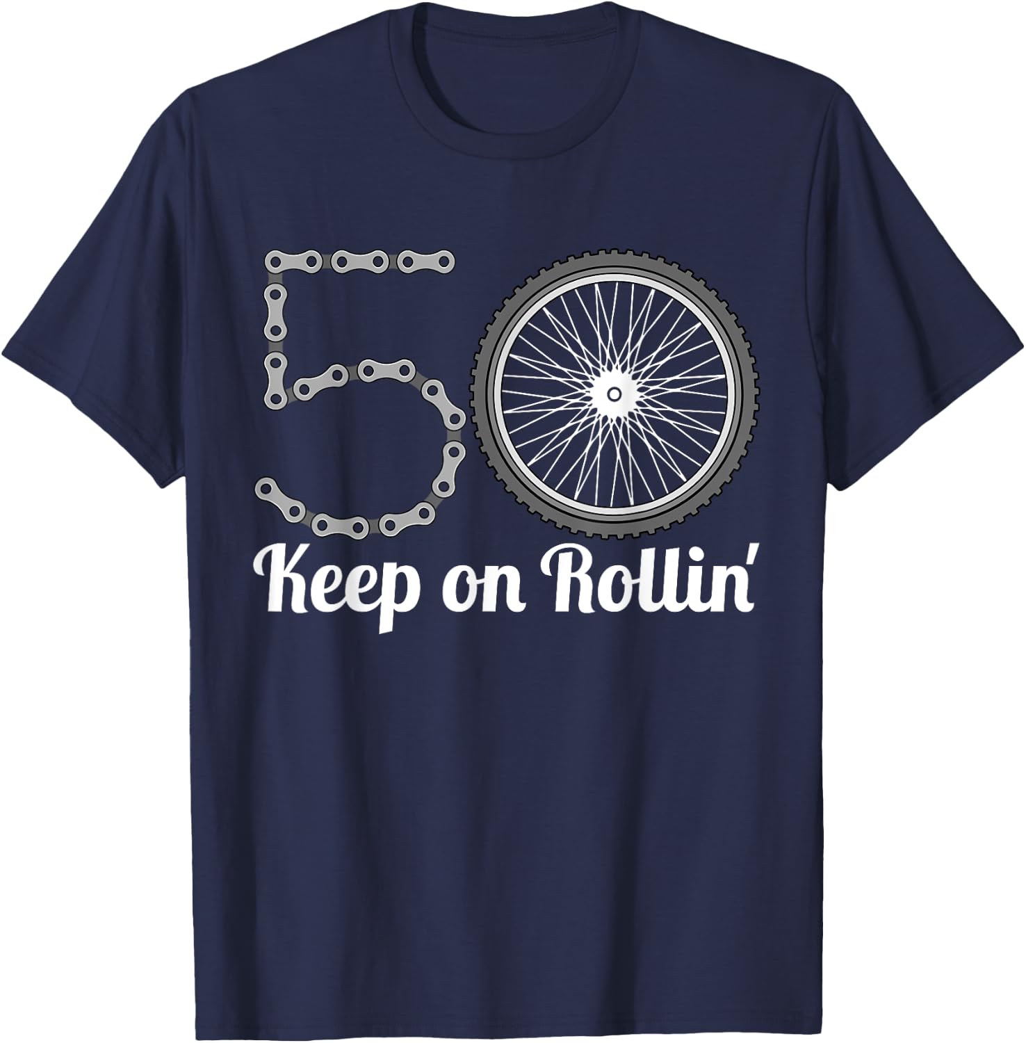 50th Birthday Present Cyclist Bicycle Rider T-Shirt - T-Shirt | Navy