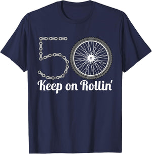 50th Birthday Present Cyclist Bicycle Rider T-Shirt - T-Shirt | Navy