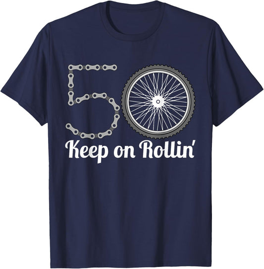 50th Birthday Present Cyclist Bicycle Rider T-Shirt - T-Shirt | Navy