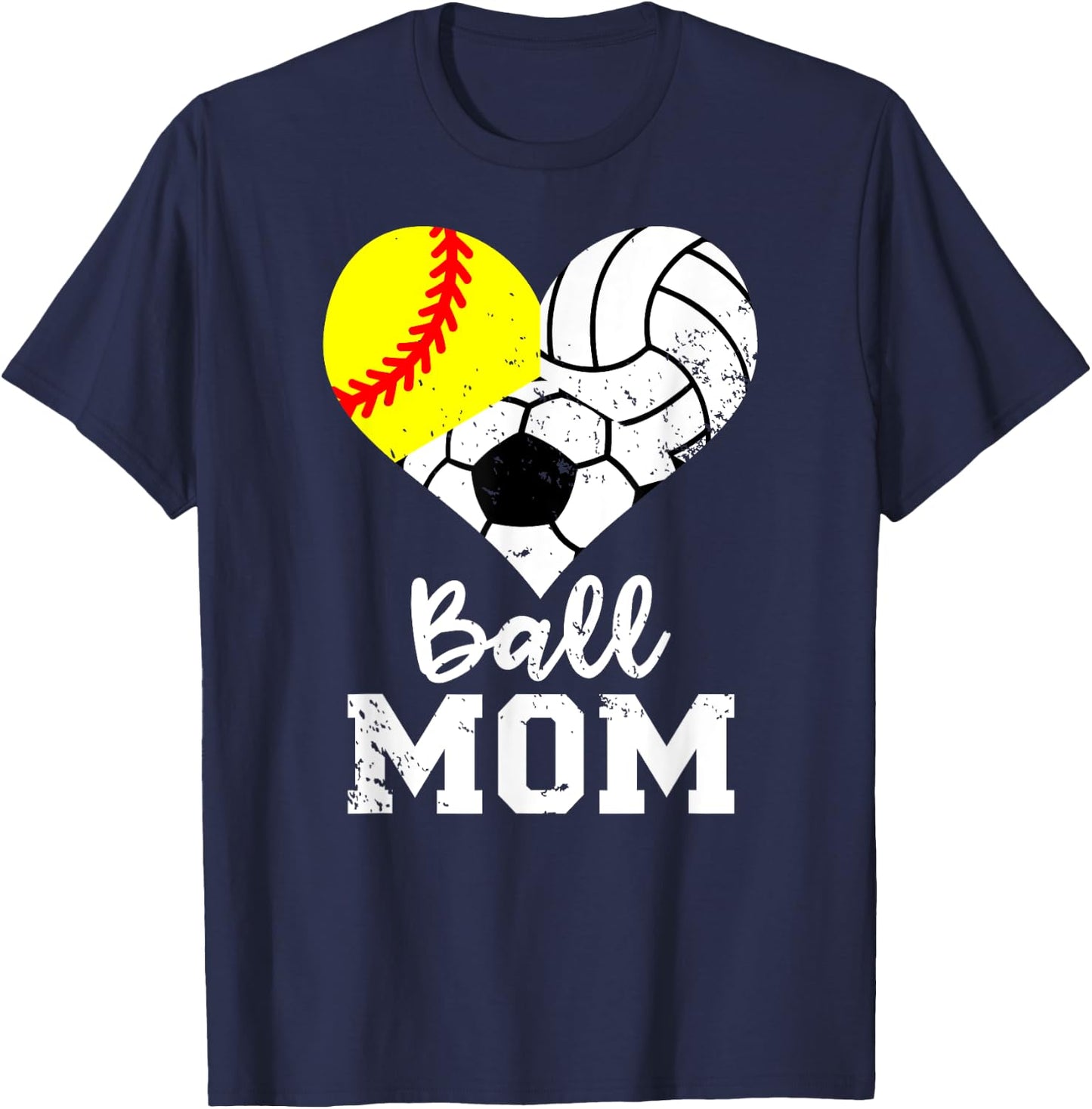 Ball Mom Funny Softball Volleyball Soccer Mom T-Shirt - T-Shirt | Navy