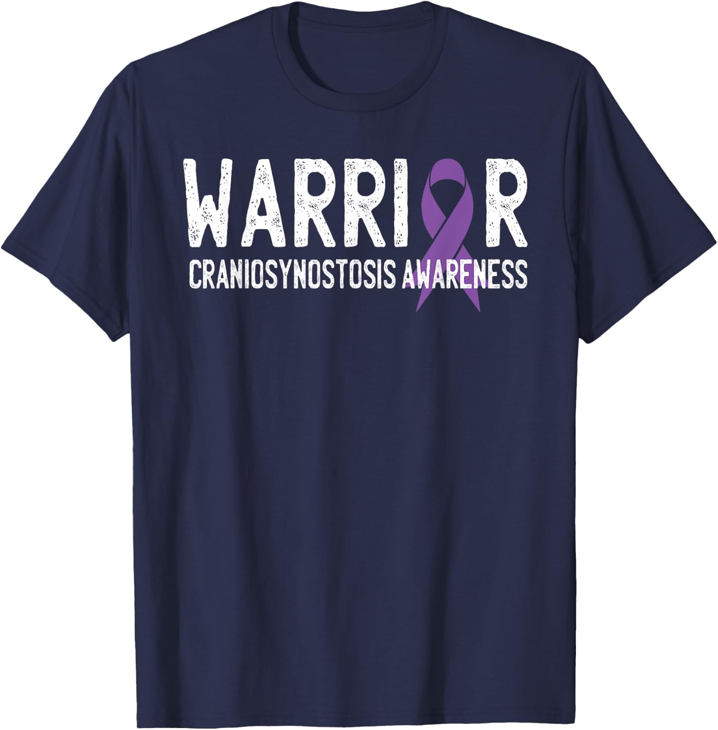 Warrior Craniosynostosis CSO Awareness Purple Ribbon Support T-Shirt - T-Shirt | Navy