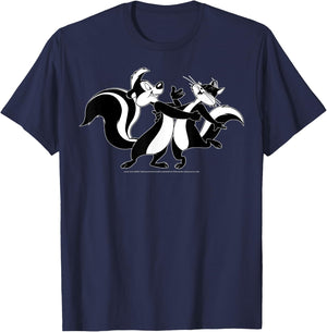 Looney Tunes Pepe Le Pew & Penelope Portrait T-Shirt - T-Shirt | Navy