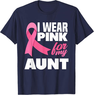 I Wear Pink For My Aunt Auntie Breast Cancer Awareness T-Shirt - T-Shirt | Navy